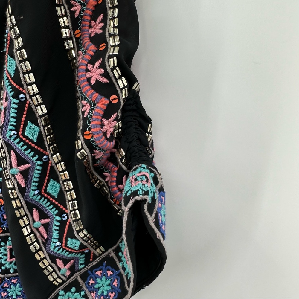 Tolani Kailani Hacienda Beaded Embroidered Tunic Dress Multicolored Size S - Picture 4 of 10